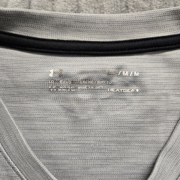 3 Under Armour T Shirt Men's Medium UA Collegiate Branded Red/ 2 V Neck Gym Gray - Picture 13 of 16